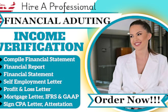 audit financial statement US CPA, sign CPA letter, income verification letter