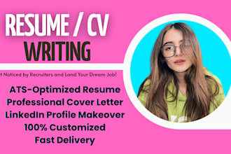 write and update ats resume, CV, cover letter and linkedin