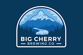 create a custom modern mountain brewery logo design