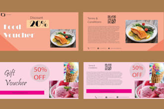 do gift voucher, coupon card, gift card, food voucher, business card design