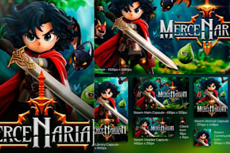 make steam capsule game banner game art game ui game poster for game marketing