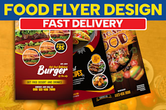 design custom restaurant digital food flyer, banner poster design in 24 hours
