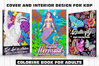 create adult coloring page adult coloring book cover and interior for amazon KDP
