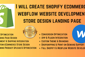 create shopify ecommerce webflow website development store design landing page