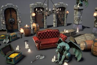 3d models props objects or weapons design or geometric work for game or printing