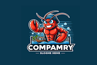 design high quality seafood mascot logo with creative concept