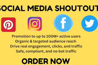 promote, shoutout, share links to 100m twitter, fb, tiktok, pinterest audiences