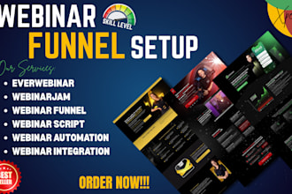 setup webinar funnel, integration, automations with webinarjam everwebinar