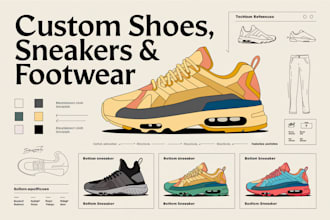 design 3d shoe, footwear, sneakers, shoe tech pack, heels, boots, slide