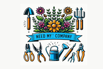 design gardening tools logo bonus free editible file