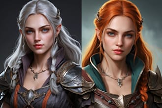paint realistic or fantasy character illustration game art