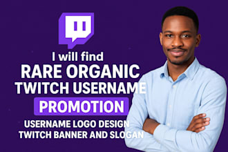find rare organic twitch promotion username logo design twitch banner slogan