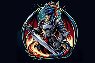 make your industrial dragon knight mascot logo in one day