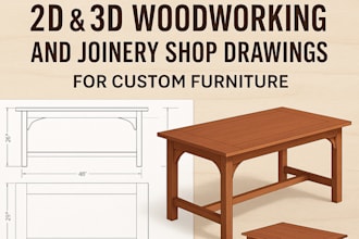 do accurate 2d 3d woodworking and joinery shop drawings for custom furniture