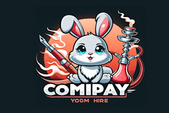 create your hukkah red cartoon  bunny  logo within 12 hours