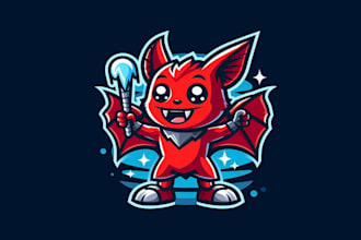 design ice bat red mascot logo with free source files