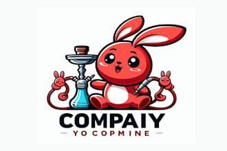 make hookah cartoon bunny logo for you with new concept