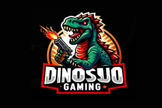 make your dinosaur gaming mascot logo in just 12 hours