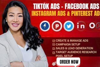set up facebook ads tiktok ads instagram ads pinterest ads for leads and sales