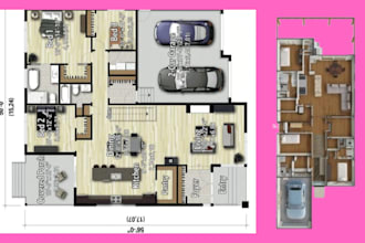 draw 2d 3d residential biulding, floor plan, elevations, archcad framing plan