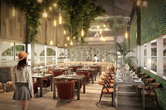 do 3d cgi buffet restaurant, café, dinning, fast food store