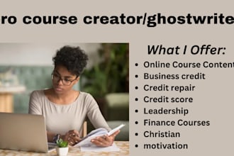 do online course content, leadership ebook, finance course
