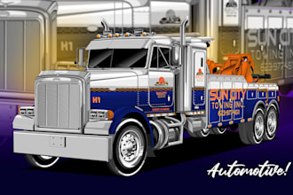 draw your truck into vector cartoon art illustration