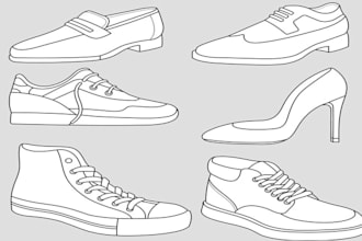 design shoe tech pack, heel, sport shoe, boot,and sketch