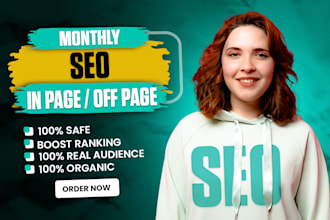 complete monthly SEO service with on page and off page