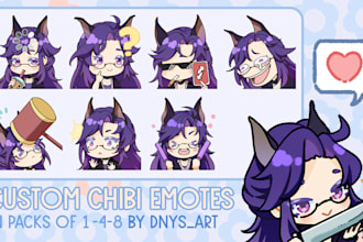 draw cute custom chibi twitch or discord emotes, emojis, badges