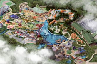 design realistic 3d amusement park, water park, adventure, zoo or safari park