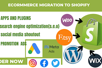migrate wix, wordpress, bigcommerce, squarespace, magento store to shopify store