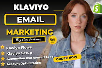 setup klaviyo email marketing flows, unique email campaign for shopify marketing