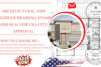 licensed architect, structural pe stamp in all usa states, 2d plans drawing, mep
