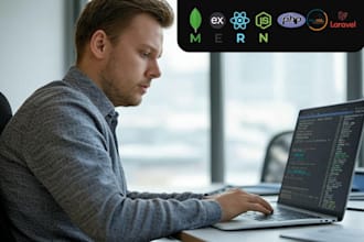 develop full stack web and mobile apps using mern stack PHP laravel kotlin