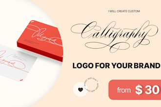 design custom calligraphy logo in monoline, modern or copperplate style