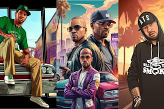 draw gta style cartoon vector art video game cartoon portrait caricature avatar