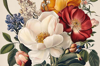 do a draw botanical illustration line art of plant