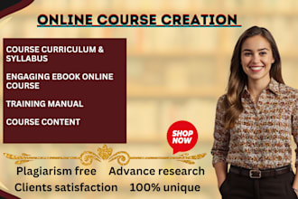 create lesson plan for online course content, course creation, training manual