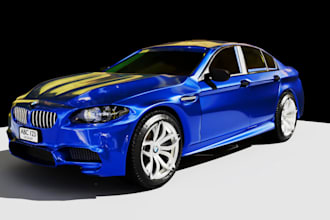 create realistic 3d car model and rigging, fivem car , body kit,3d car rendering