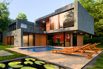optimize 3d villa, model cgi apartment, minimalist house,3d beach, resort design