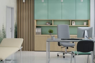 do 3d design and render 3d medical clinics, pharmacies and wellness centers