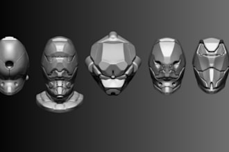 sculpt a 3d helmet model , mask model , helmet for 3d printing
