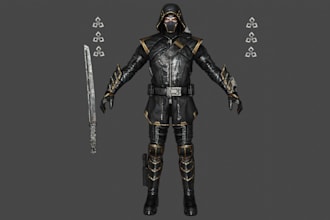 optimized poly 3d game character, armour for ue5, unity, daz3d, ue5 rig, texture