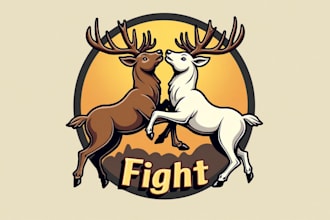 create awesome deer fight logo with a free source file