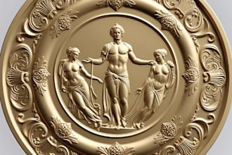 3d bas relief 3d printable coin 3d coin model 3d medallion 3d sculpting 3d cnc