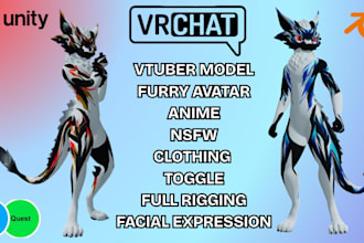 create custom vrchat avatar 3d model furry avatar vr character anime nsfw furry