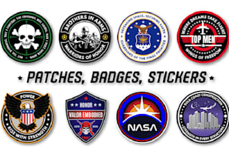 design custom patches, badges, stickers, military, stamps