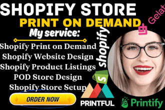 create shopify print on demand, design shopify website and product listings pod