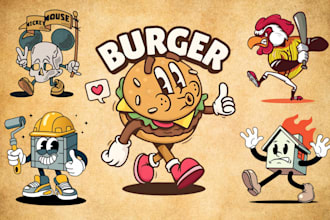 draw vintage retro mascot character illustration vintage cartoon logo design